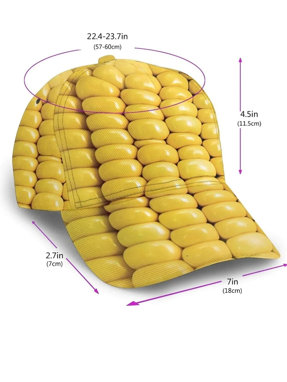Yellow Corn On The Cob Kernel Print Baseball Cap